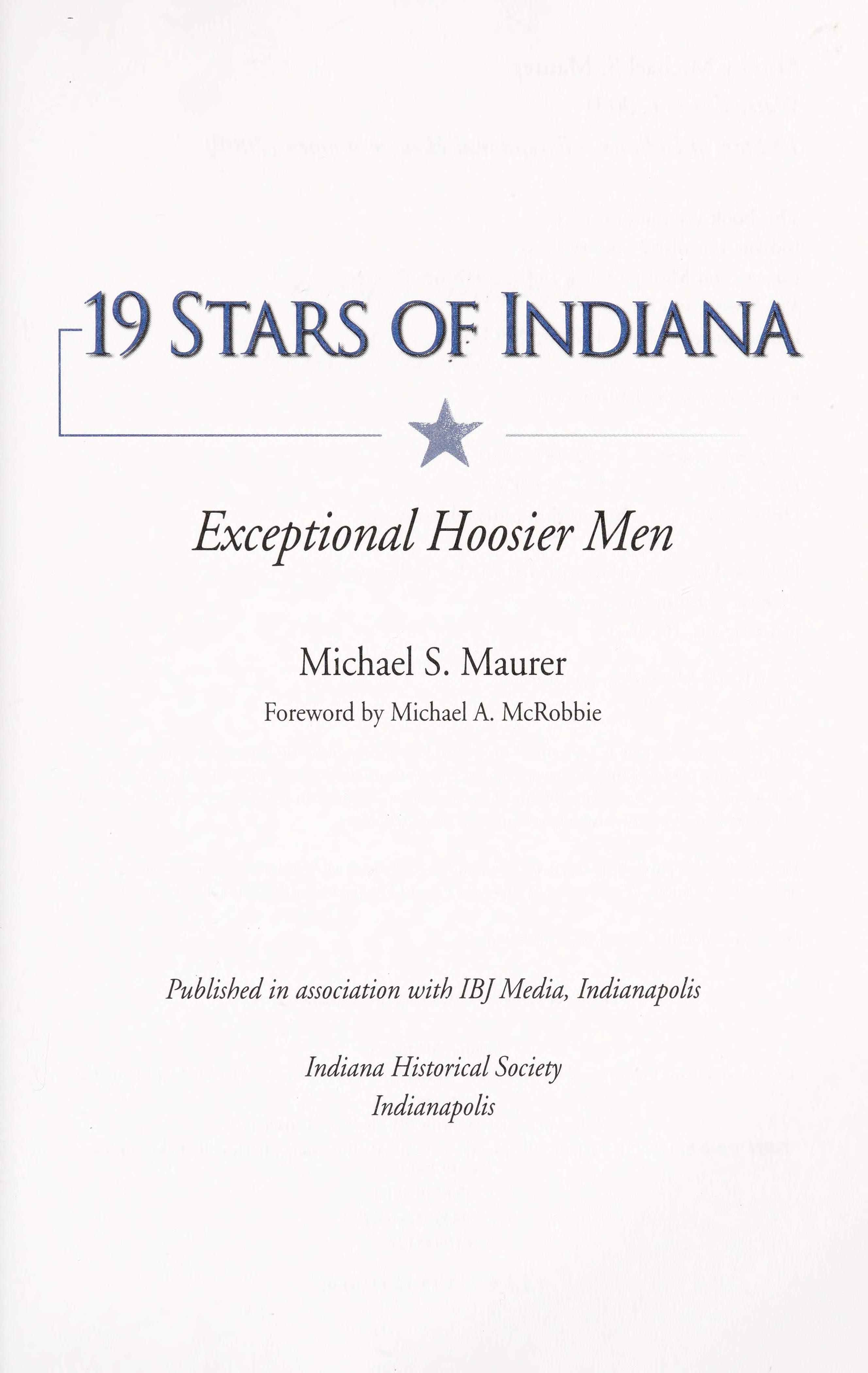 19 Stars of Indiana Exceptional Hoosier Men #[nn] cover