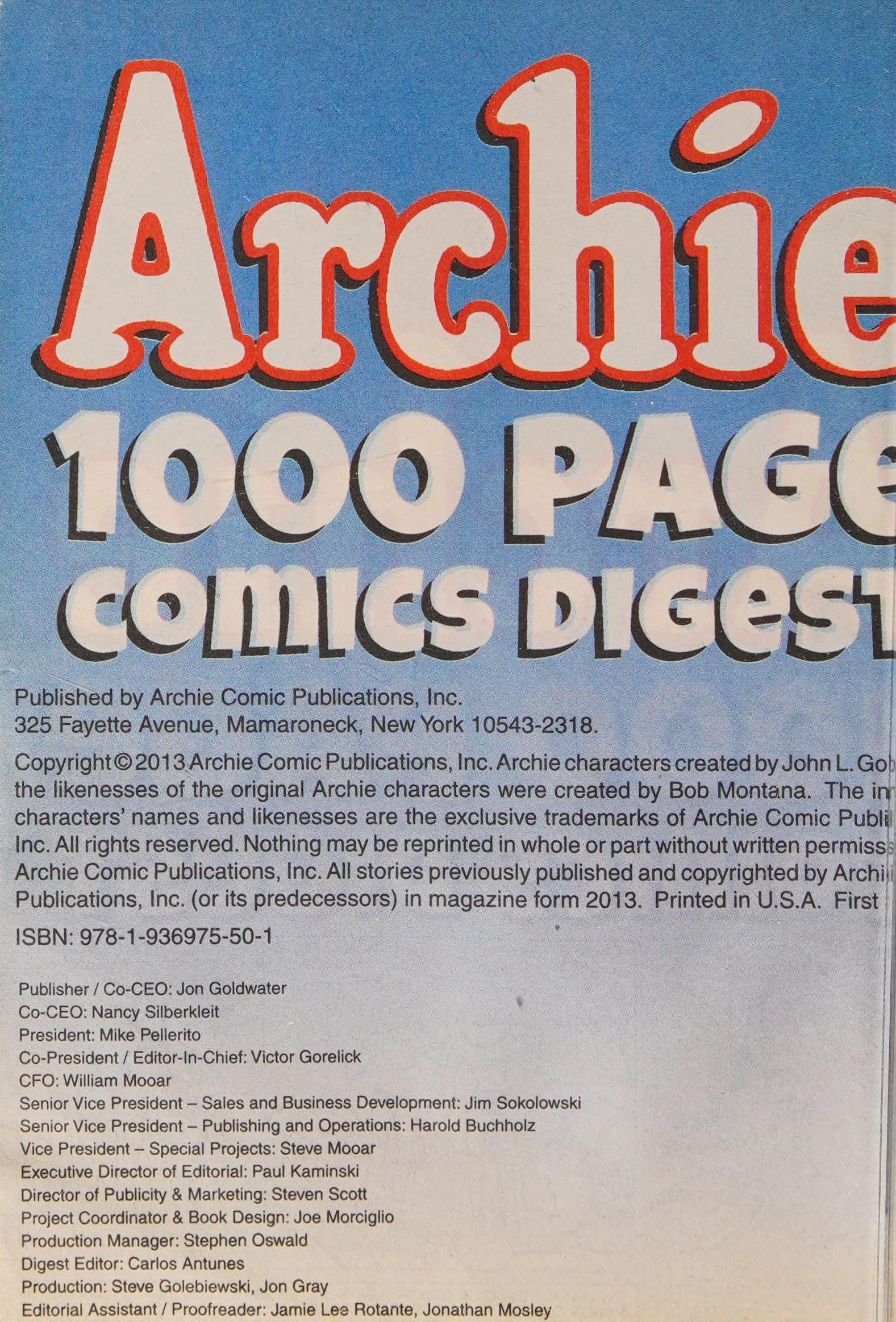 Archie 1000 Page Comics Digest #[nn] cover