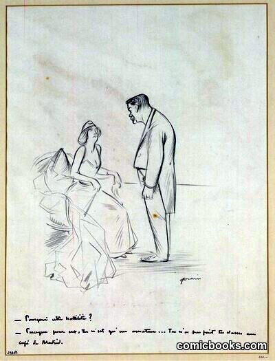 Caricature with Seated Figure and Standing Man (attr. Forain, 1894) by #Jean-Louis_Forain_Künstler_in