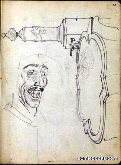Sketch of a Fountain; Caricature of a Laughing Man (rotated) by #Franz_Wacik_Künstler_in
