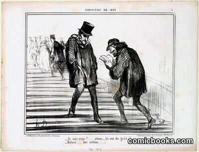 Je suis reçu!!… Refusé… les crétins!… by Honoré Daumier