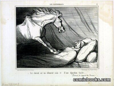 Le cheval est un aliment sain et d'une digestion facile... by #Honoré_Daumier_Künstler_in