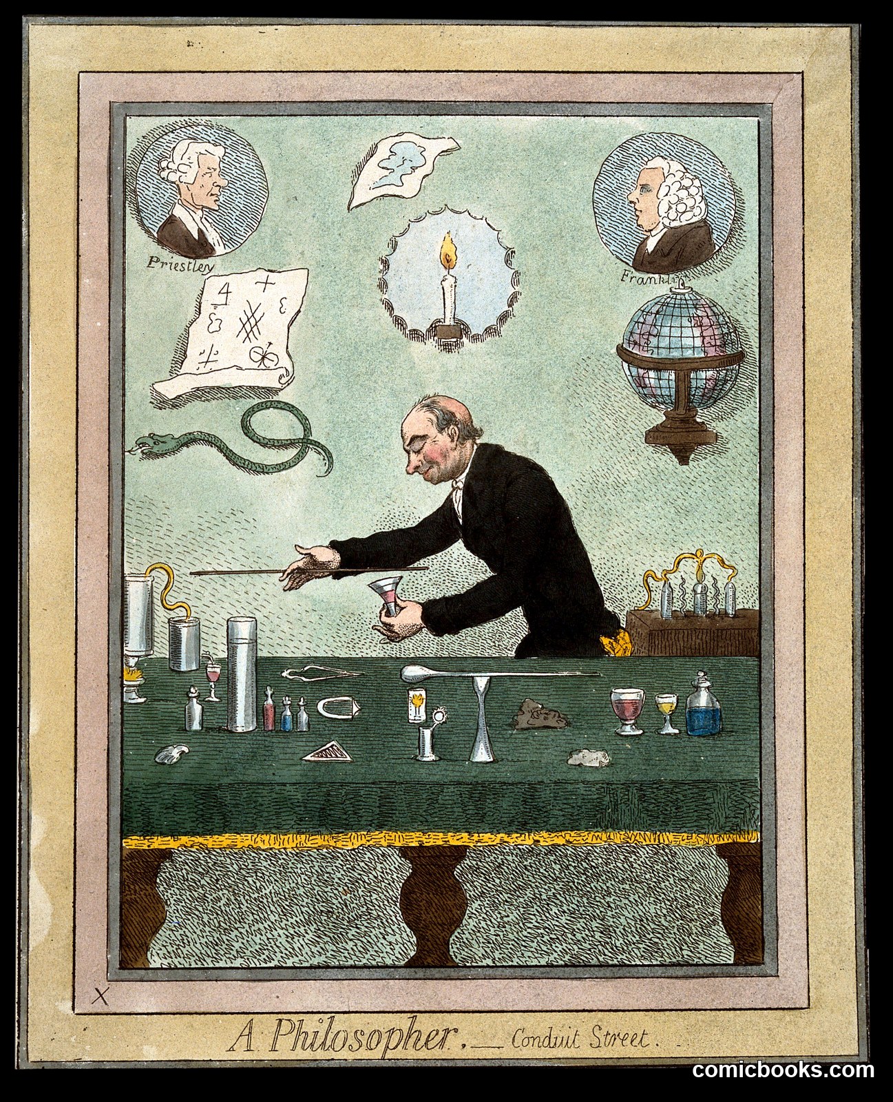Adam Walker, Natural Philosopher, Performing Scientific Experiments by James Gillray