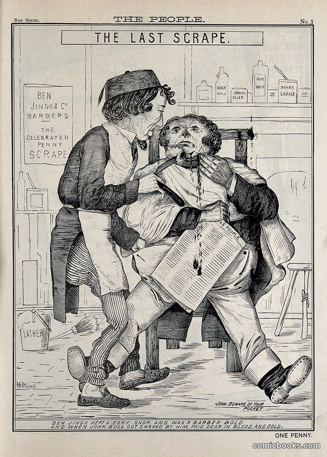 John Bull Being Cut by a Barber by W. D. Ewan
