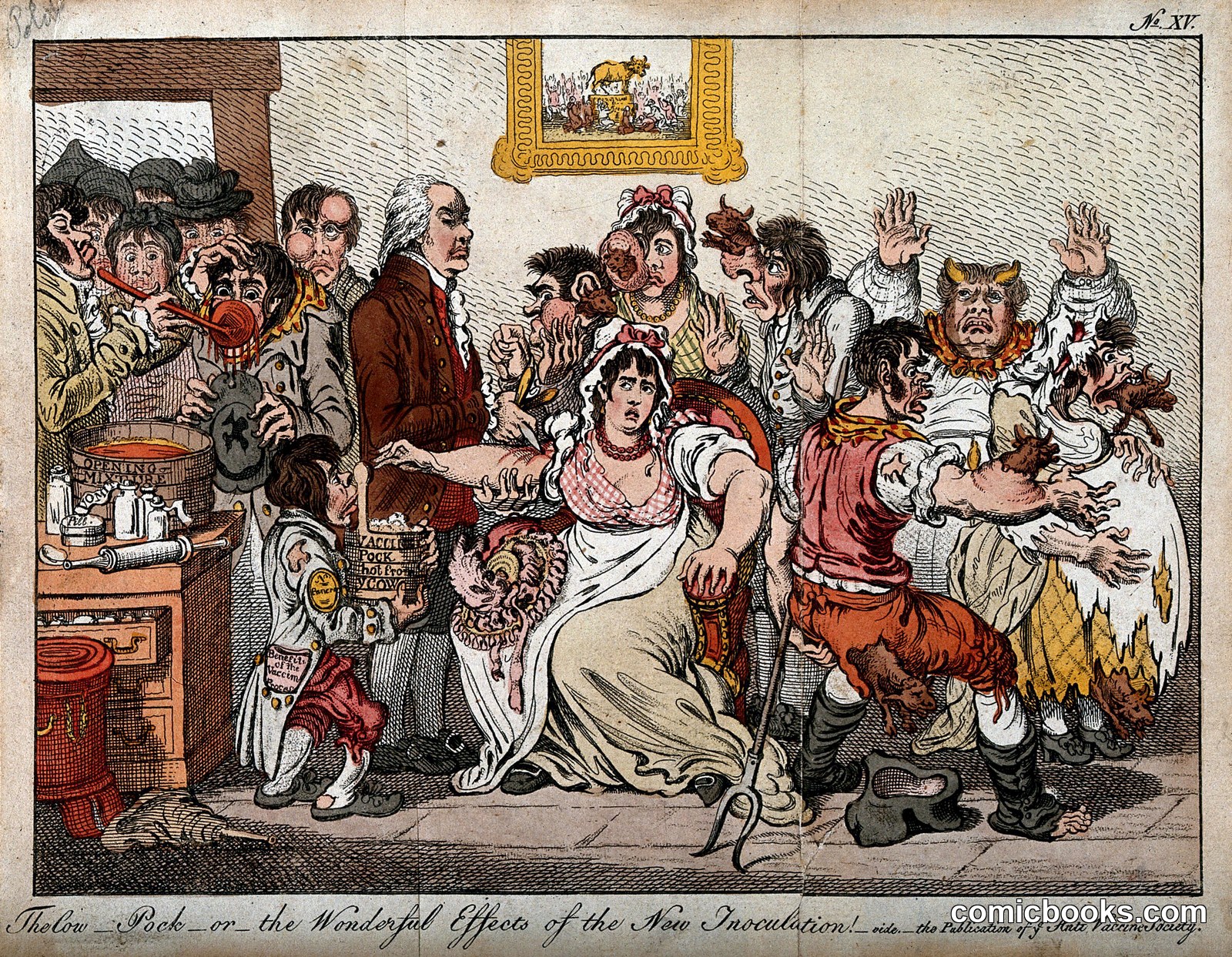 Edward Jenner among patients in the Smallpox and Inoculation Hospital by James Gillray