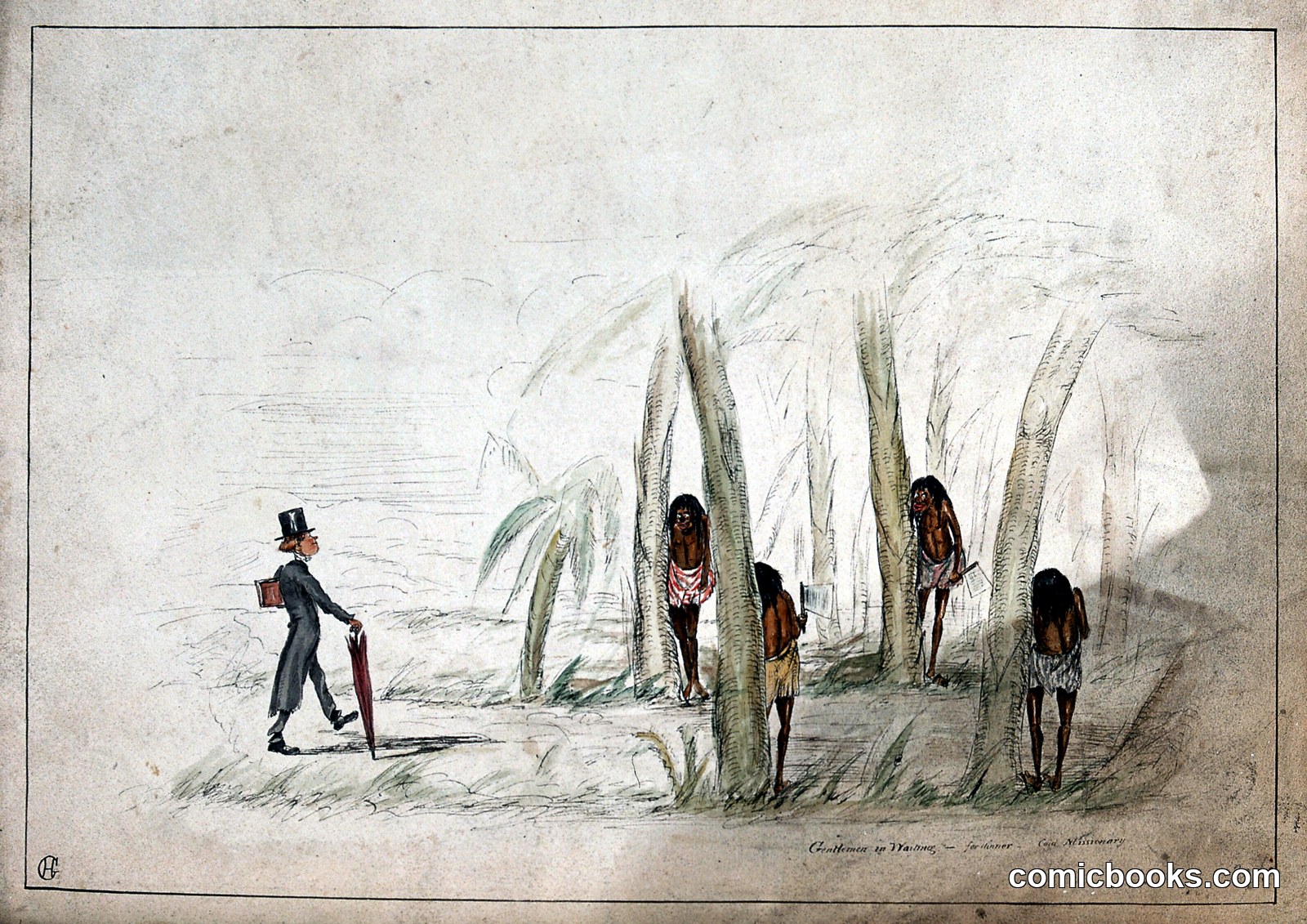 A Missionary Enters a Jungle Where Tribesmen Wait in Ambush by G. H.
