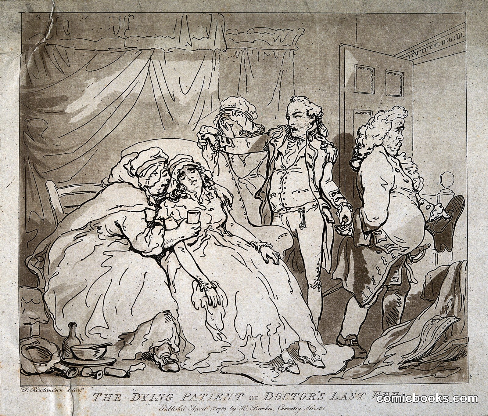 The Dying Patient, or Doctor's Last Fee by Thomas Rowlandson