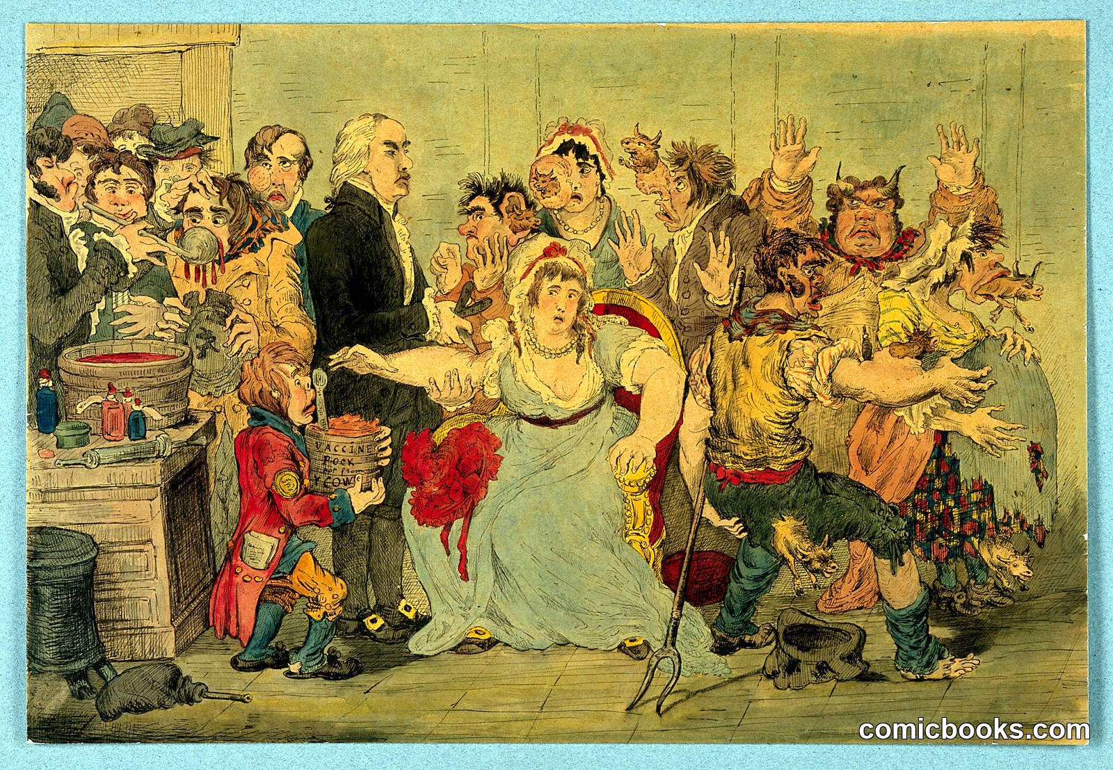 Edward Jenner among patients in the Smallpox and Inoculation Hospital at St. Pancras by James Gillray