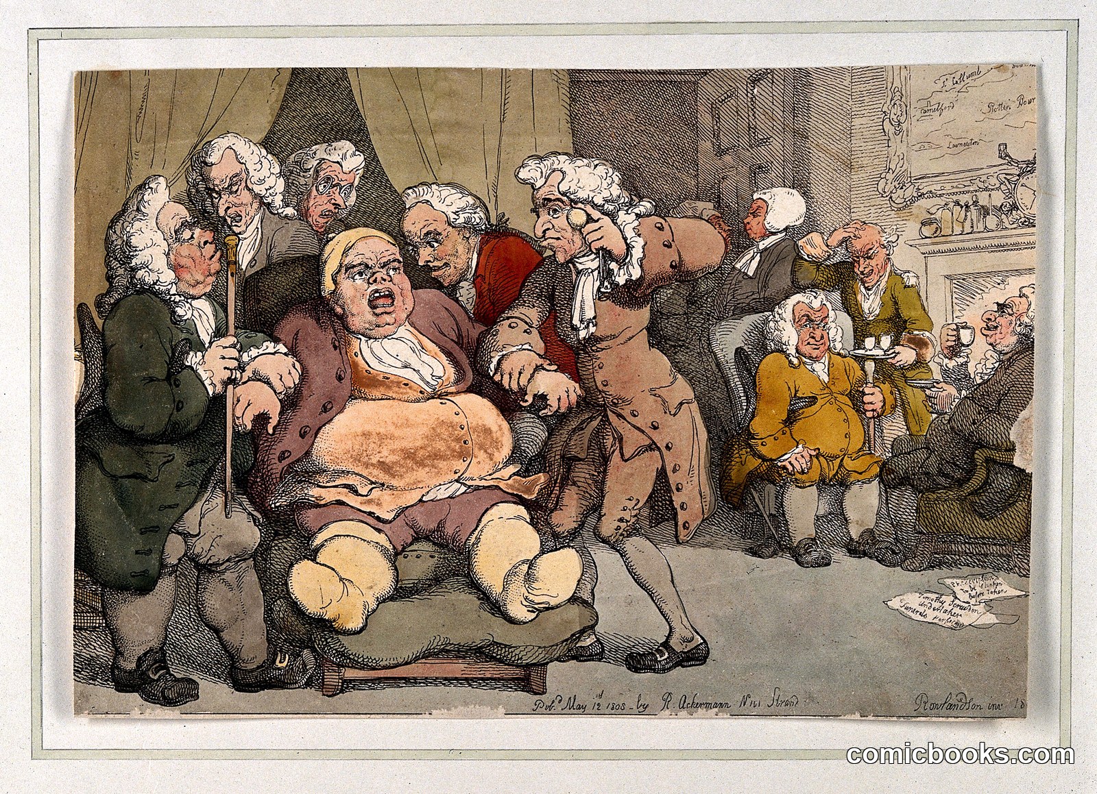A Gouty Patient Surrounded by Useless Physicians by Thomas Rowlandson