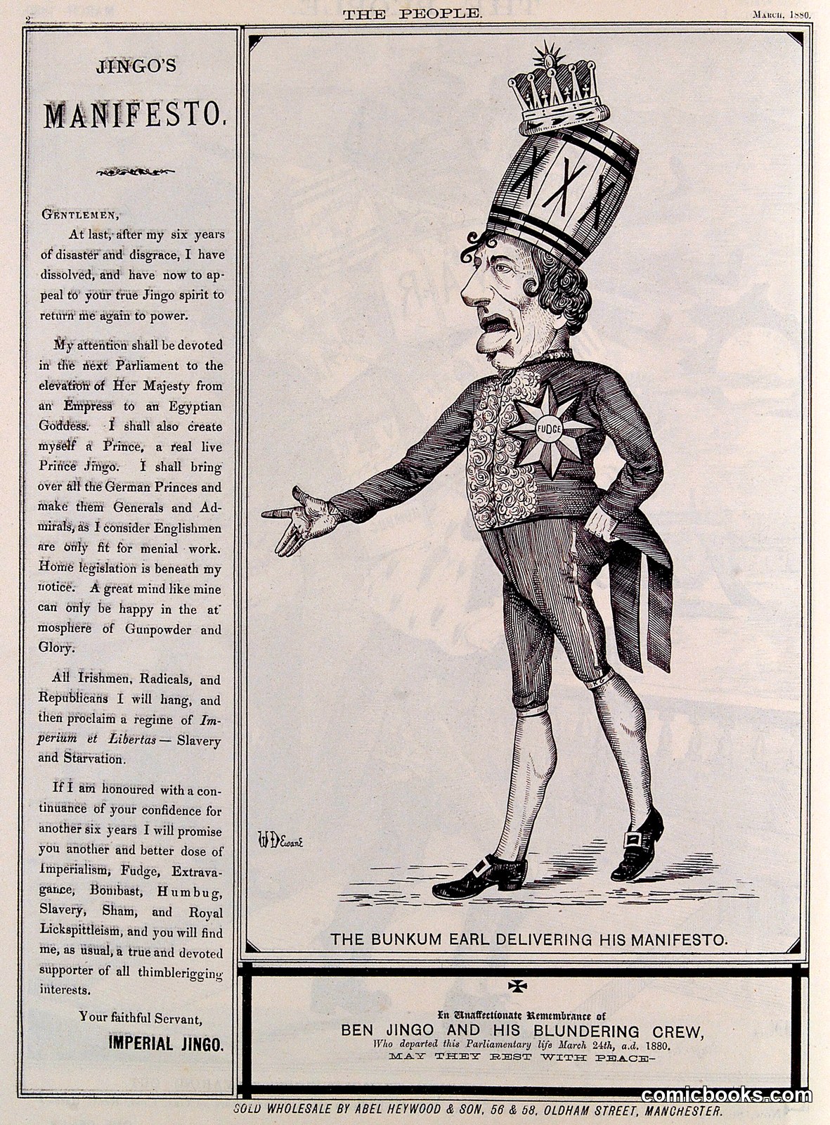 The Bunkum Earl Delivering His Manifesto by W. D. Ewan