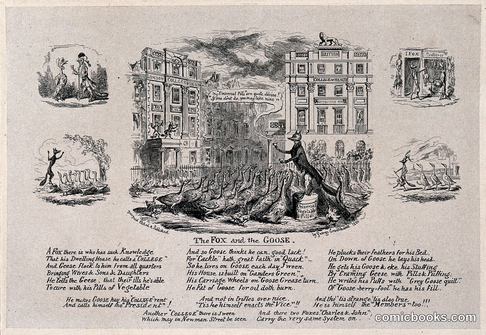 The Fox and the Goose by George Cruikshank