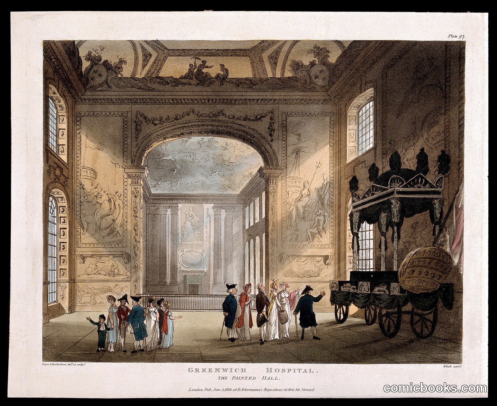 Royal Naval Hospital, Greenwich: Visitors in the Painted Hall, with Nelson's Catafalque by http://data.europeana.eu/agent/148260