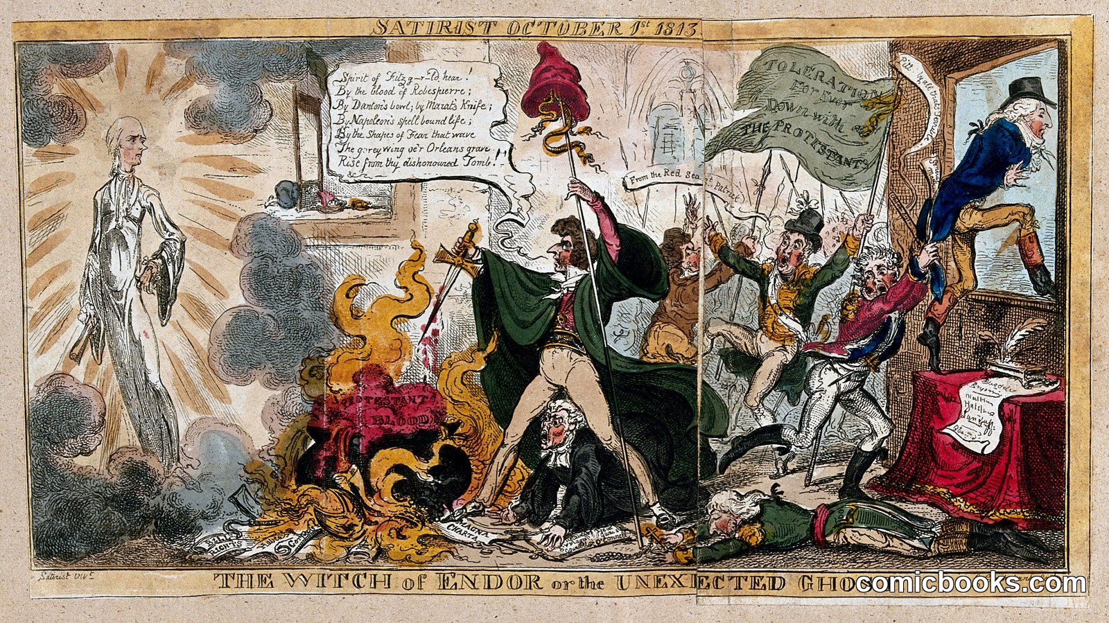 Sir Francis Burdett Conjuring Up a Ghost, Expecting Lord Edward Fitzgerald but Receiving William Pitt the Younger by Satirist