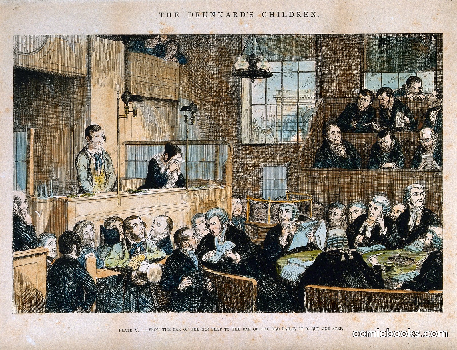 The Drunkard's Children, Plate V: From the Bar of the Gin-Shop to the Bar of the Old Bailey by http://data.europeana.eu/agent/63272