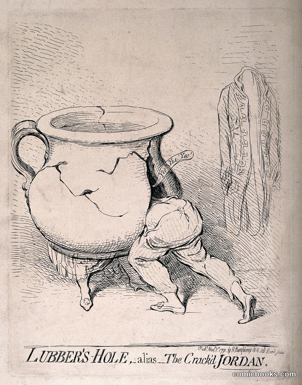Lubber's Hole, alias The Crack'd Jordan by James Gillray