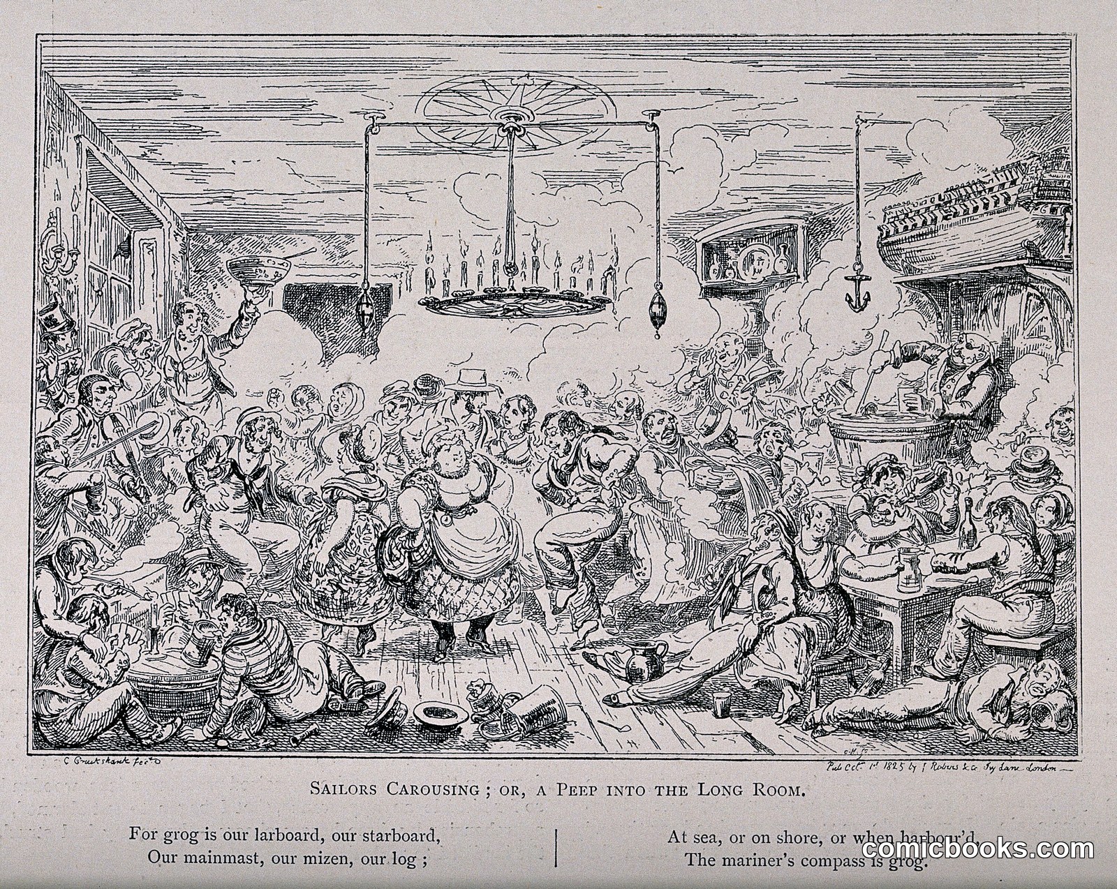 Sailors Carousing; or, a Peep into the Long Room by George Cruikshank