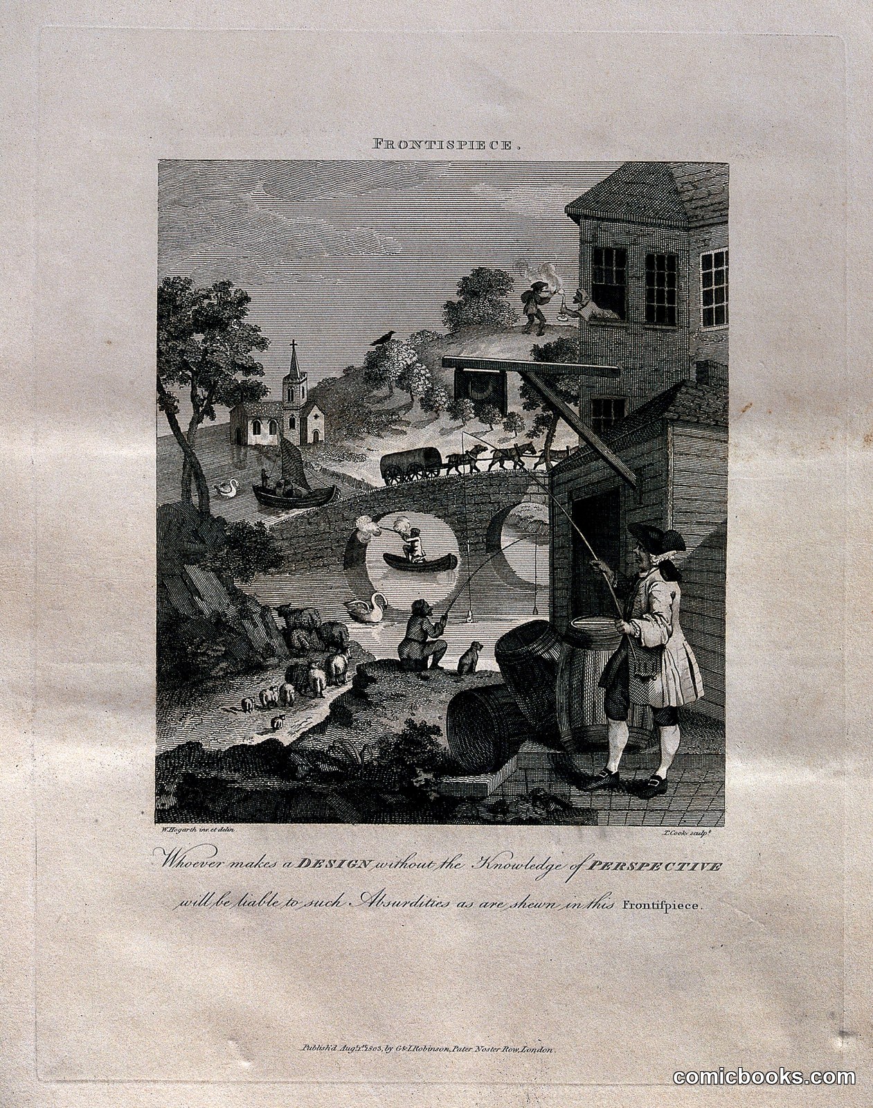 Satire on False Perspective by William Hogarth