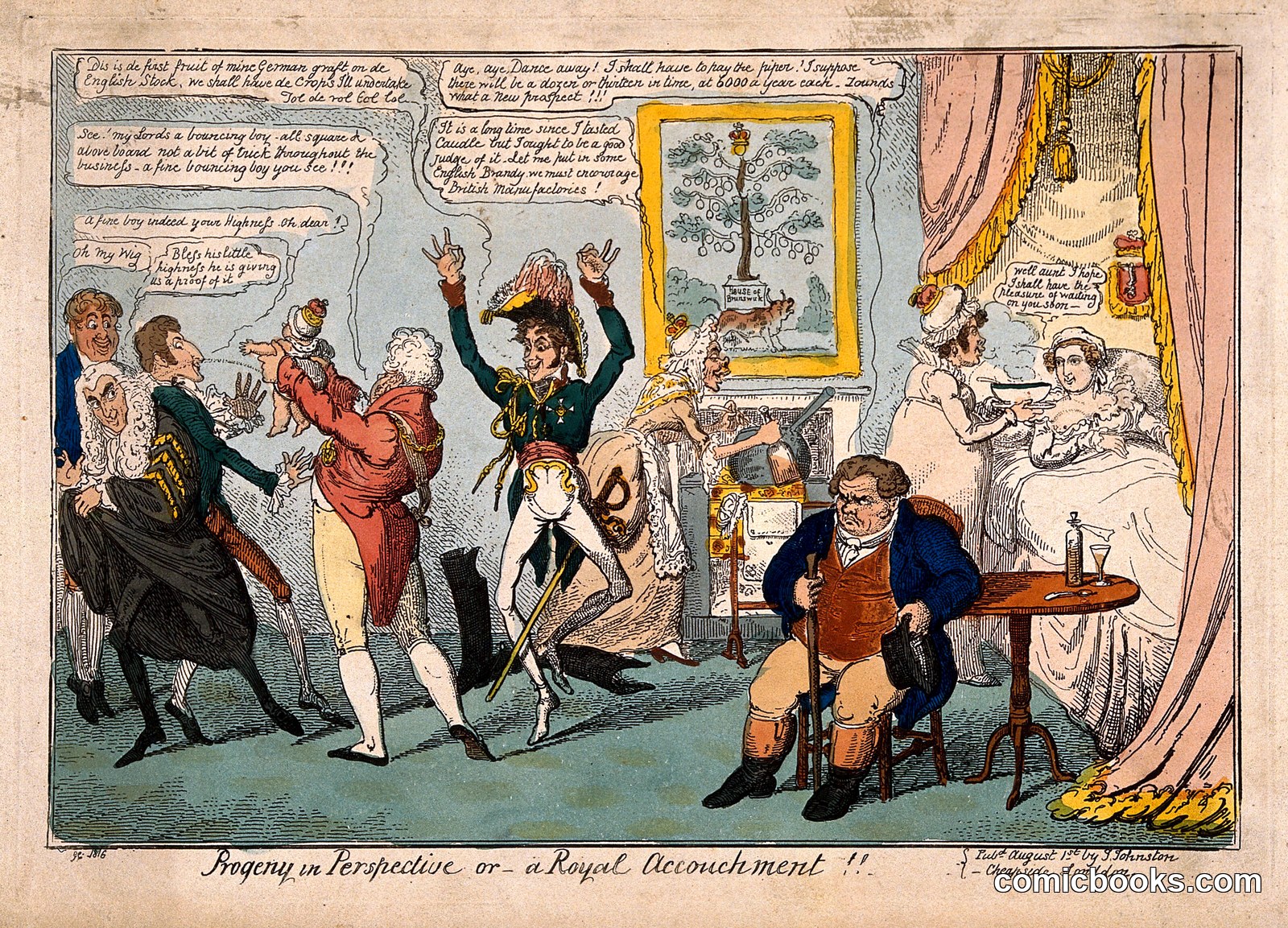 Progeny in Perspective, or a Royal Accouchement!! by George Cruikshank