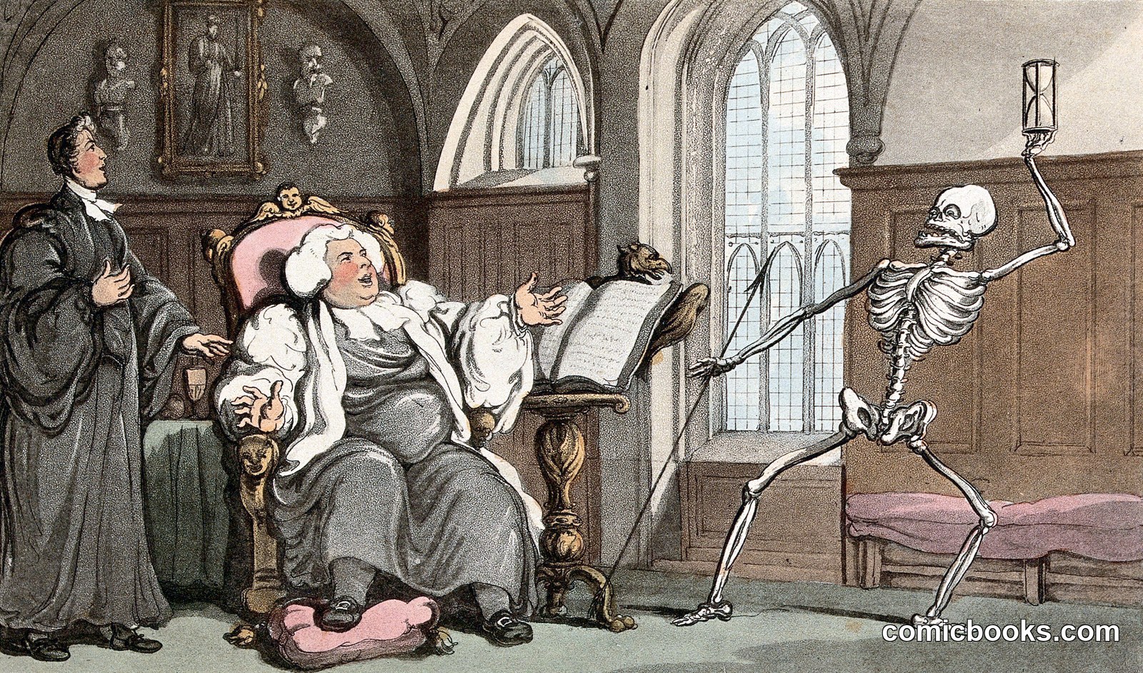 The Dance of Death: The Bishop and Death by Thomas Rowlandson