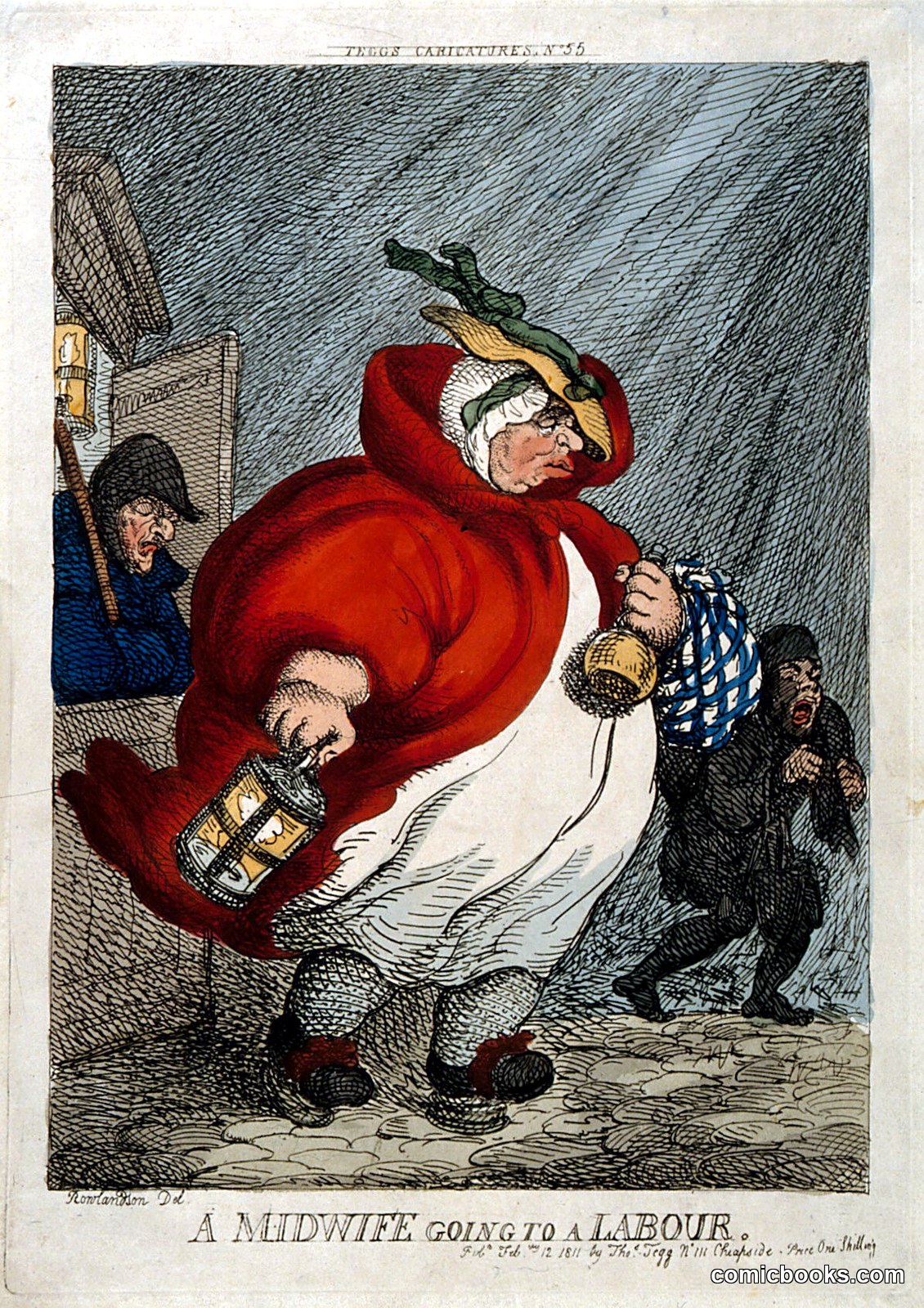A Midwife Going to a Labour by Thomas Rowlandson