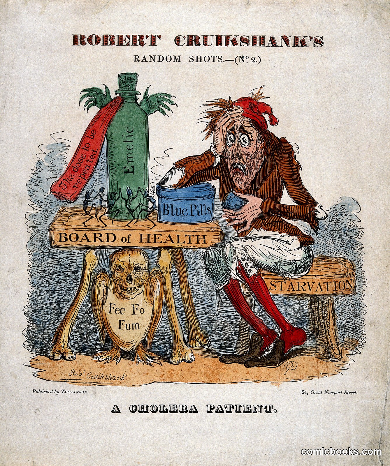A Cholera Patient Experimenting with Remedies by Robert Cruikshank