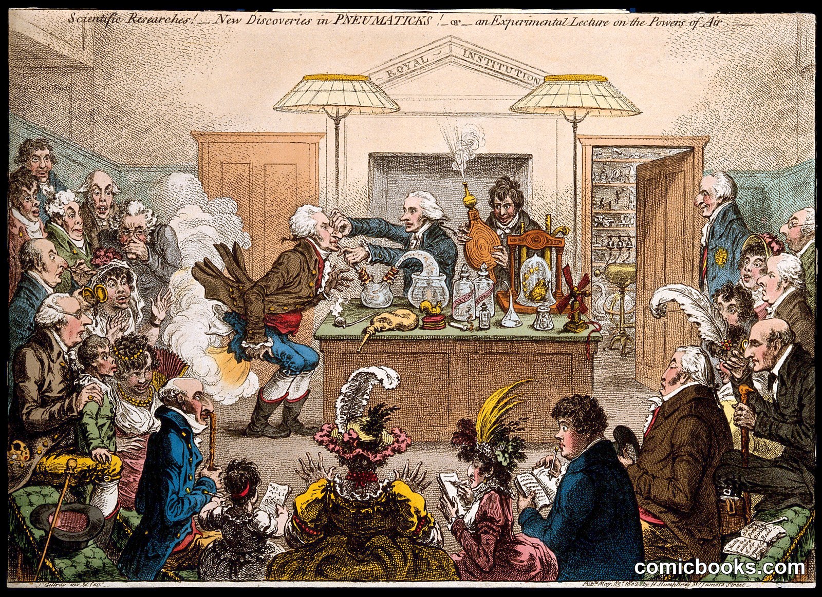 Scientific Researches! — New Discoveries in Pneumaticks! — or — an Experimental Lecture on the Powers of Air by http://data.europeana.eu/agent/148259