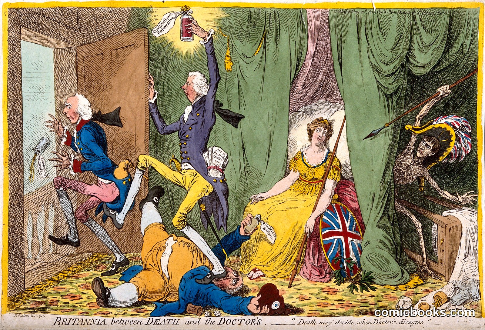 Britannia between Death and the Doctors by James Gillray