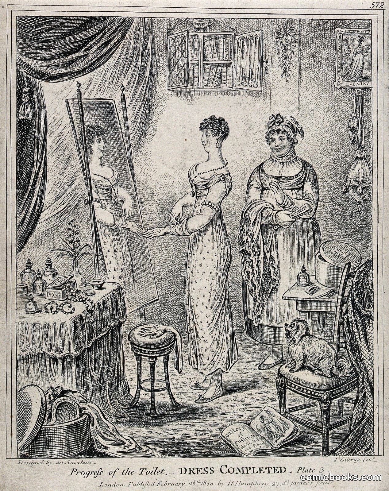 Progress of the Toilet — Dress Completed, Plate 3 by James Gillray