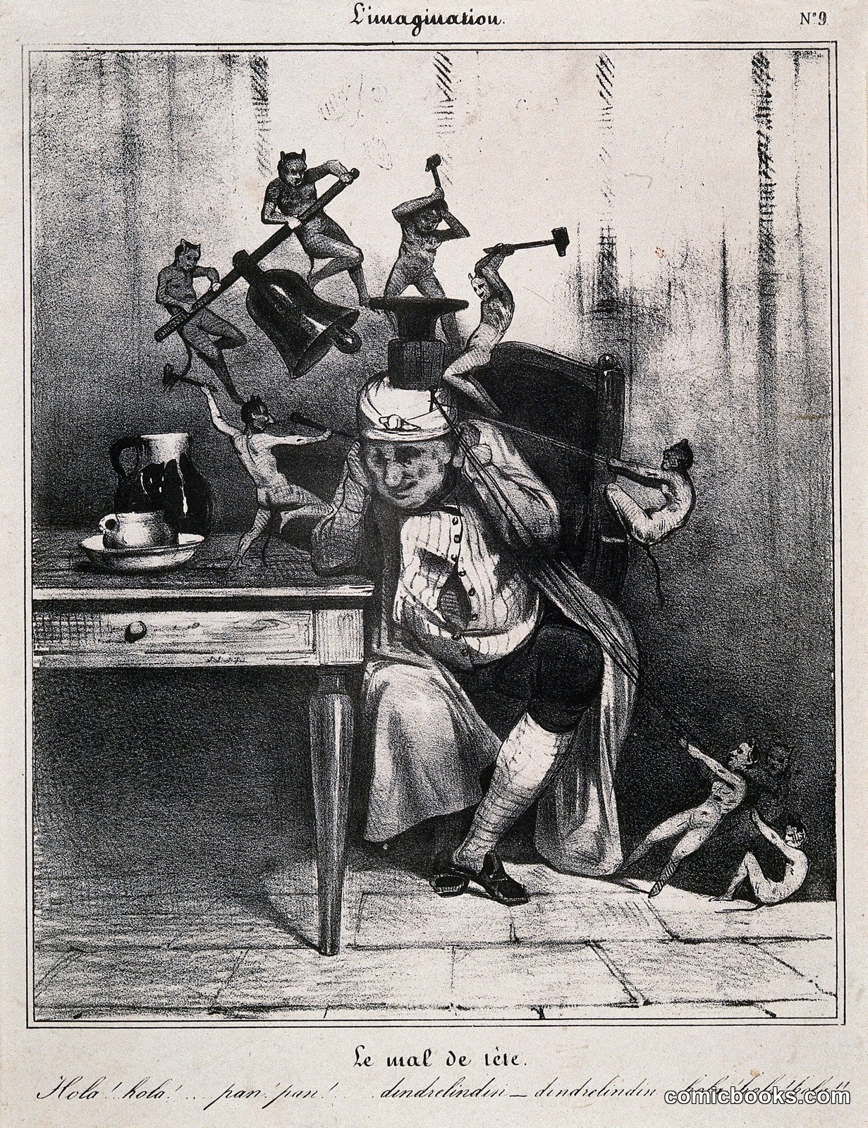 Devils Besiege a Man's Head, Symbolising Headache by http://data.europeana.eu/agent/48486