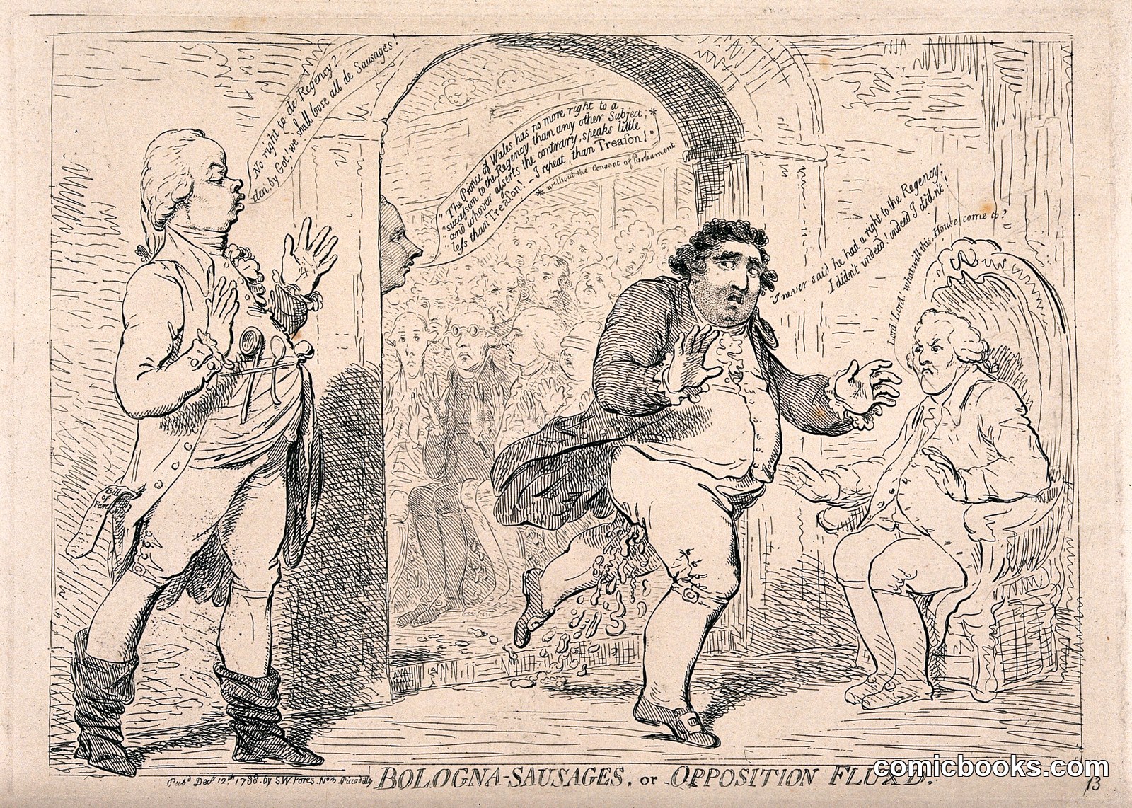 Bologna Sausages, or Opposition Flux'd by James Gillray