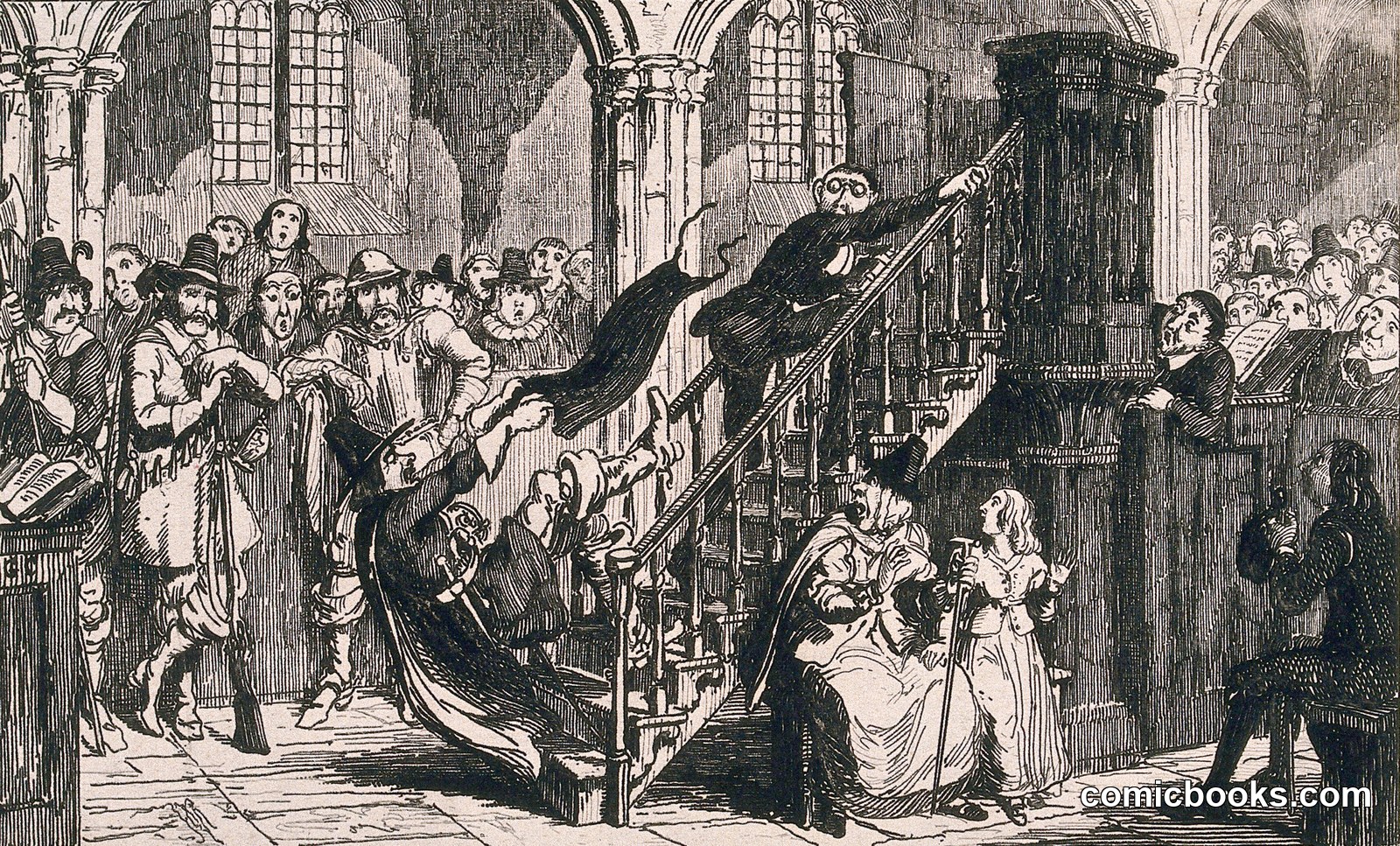 A Man Falls from the Pulpit Stairs