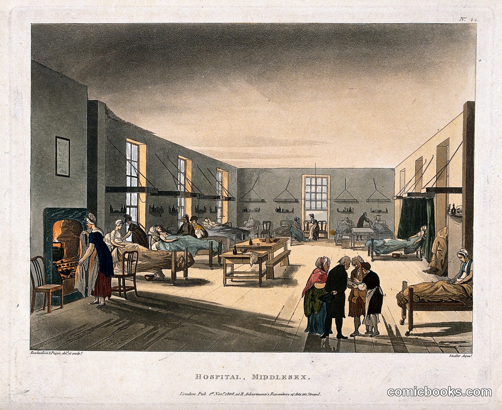 The Middlesex Hospital: Interior of a Female Ward by Thomas Rowlandson