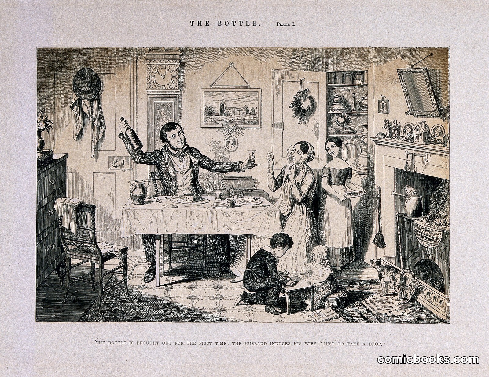 The Bottle, Plate I by George Cruikshank