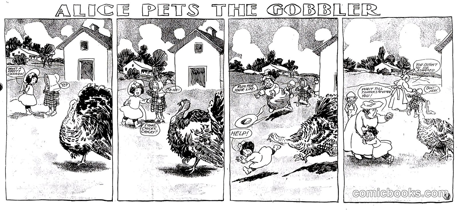 Alice Pets the Gobbler