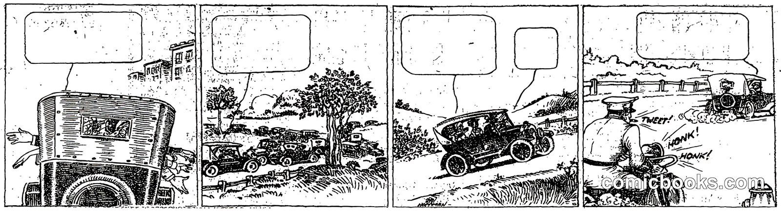 Automobile Comic Strip Panel