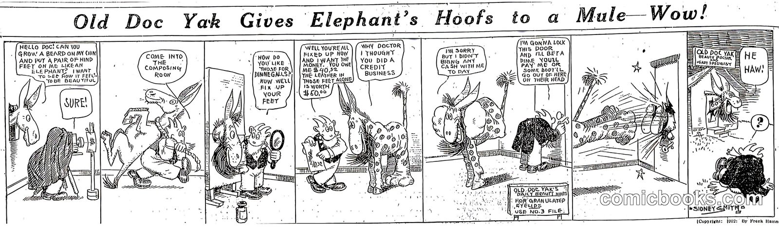 Old Doc Yak Gives Elephant's Hoofs to a Mule