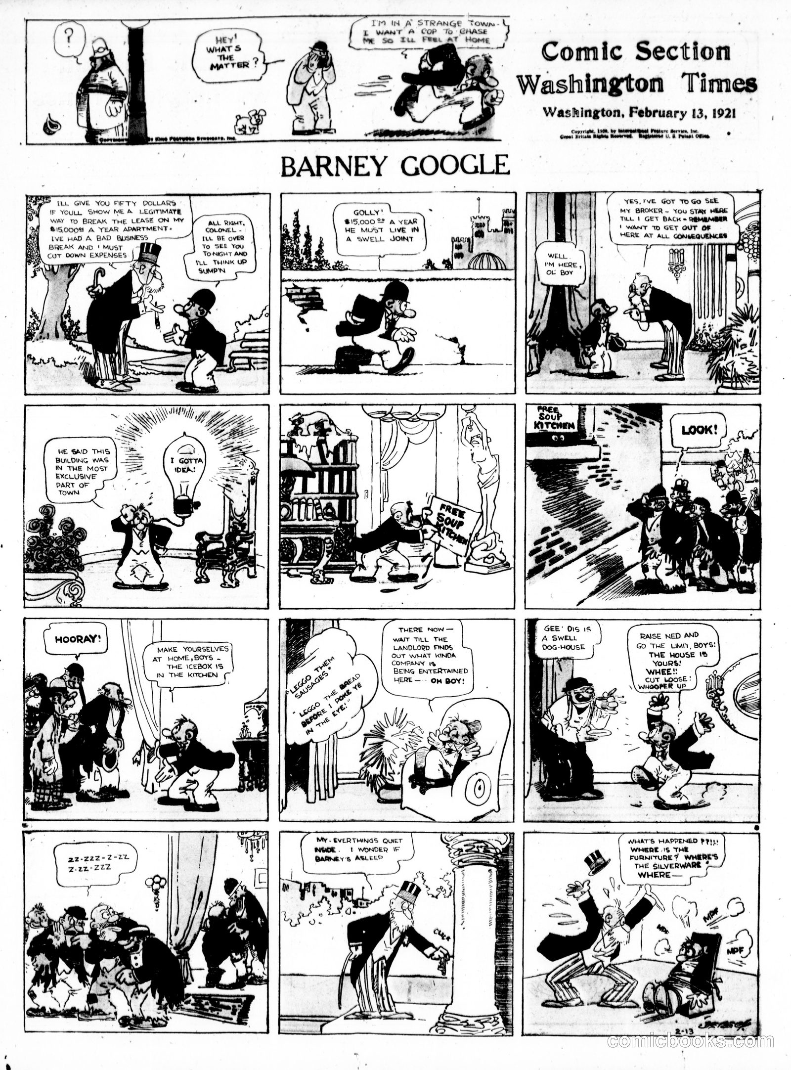 Barney Google — The Washington Times, February 13, 1921