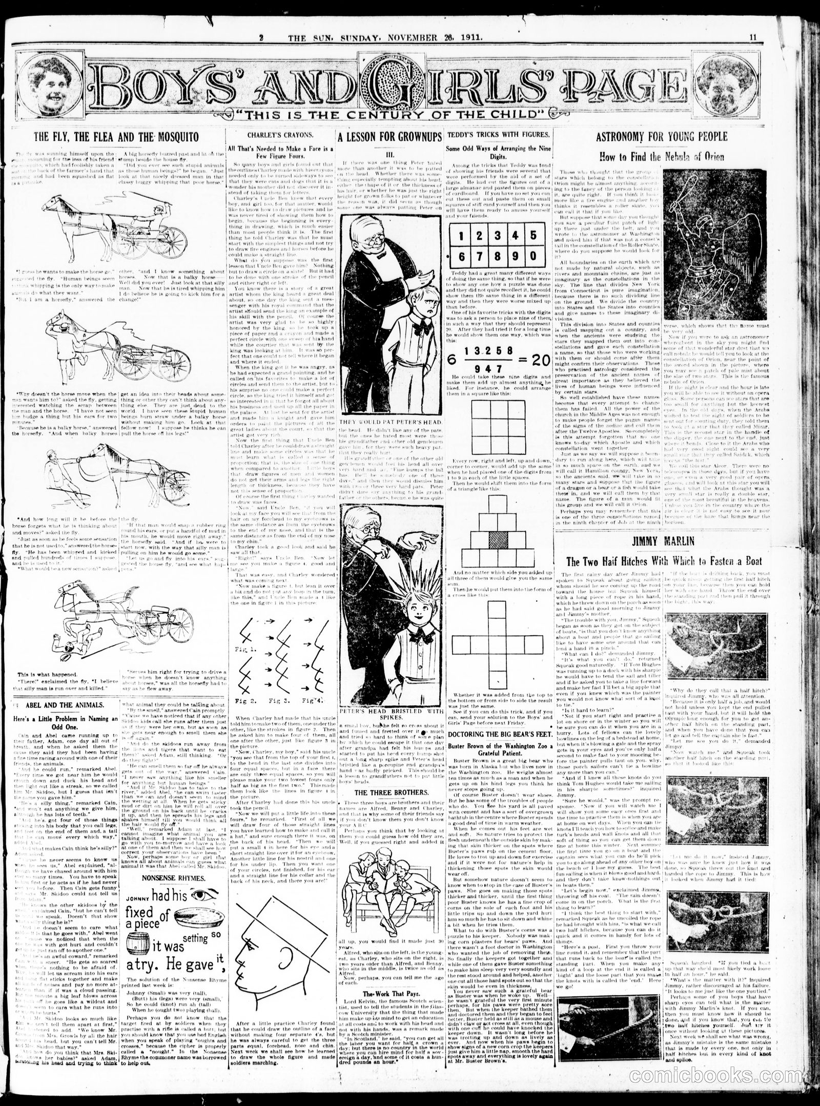 Boys' and Girls' Page — *The Sun* (New York), November 26, 1911