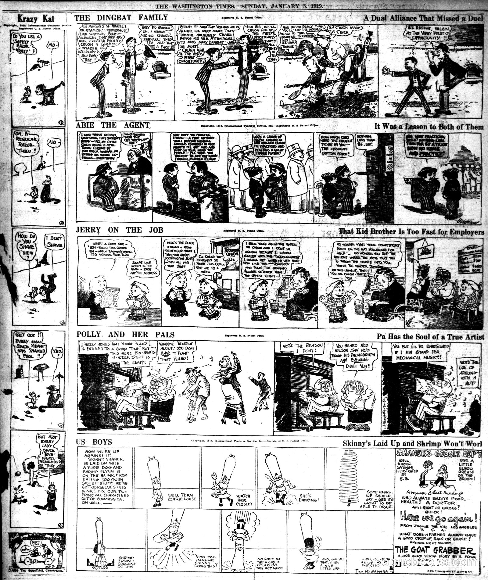 Krazy Kat — The Washington Times, January 5, 1919