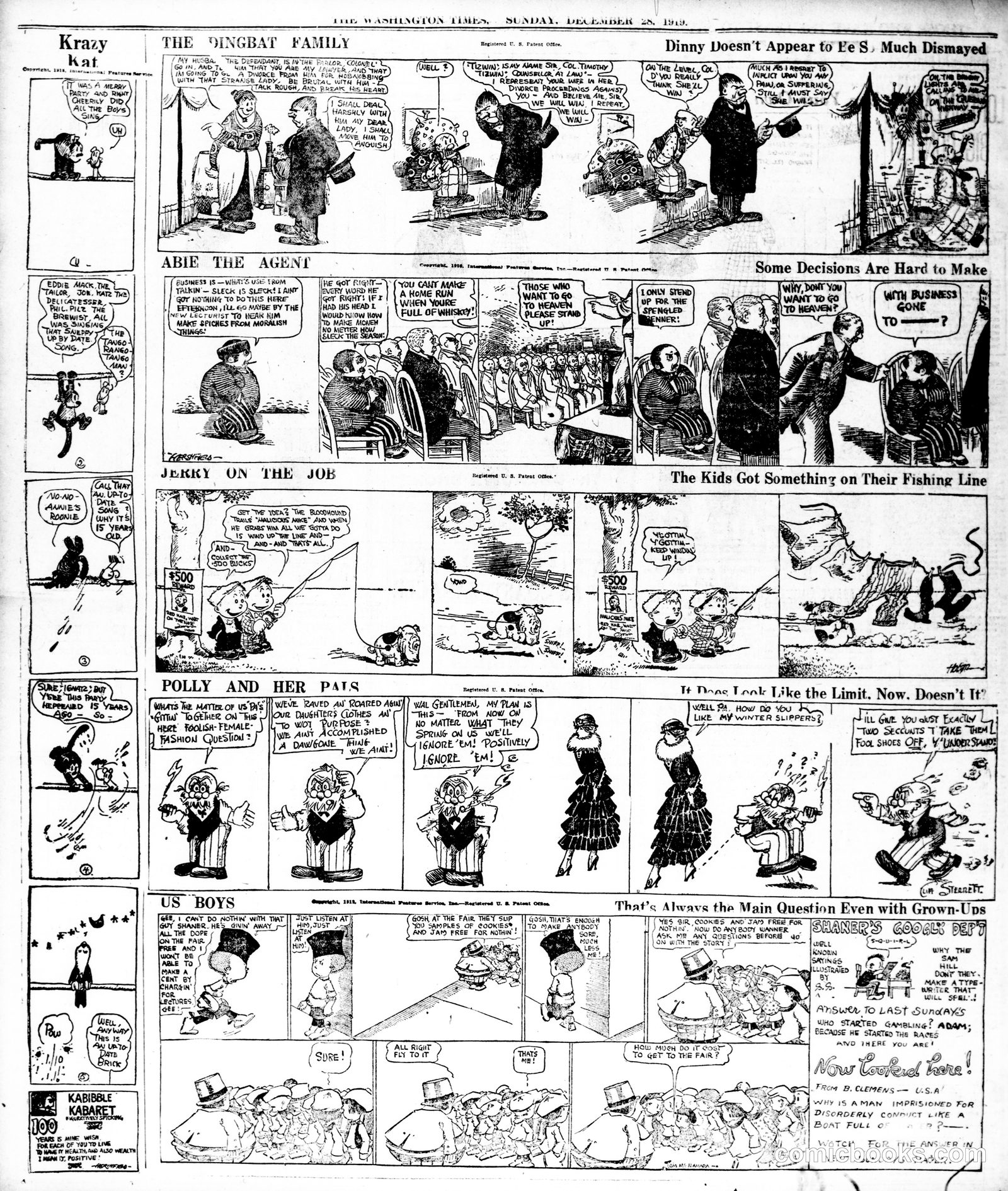 Krazy Kat — The Washington Times, December 28, 1919