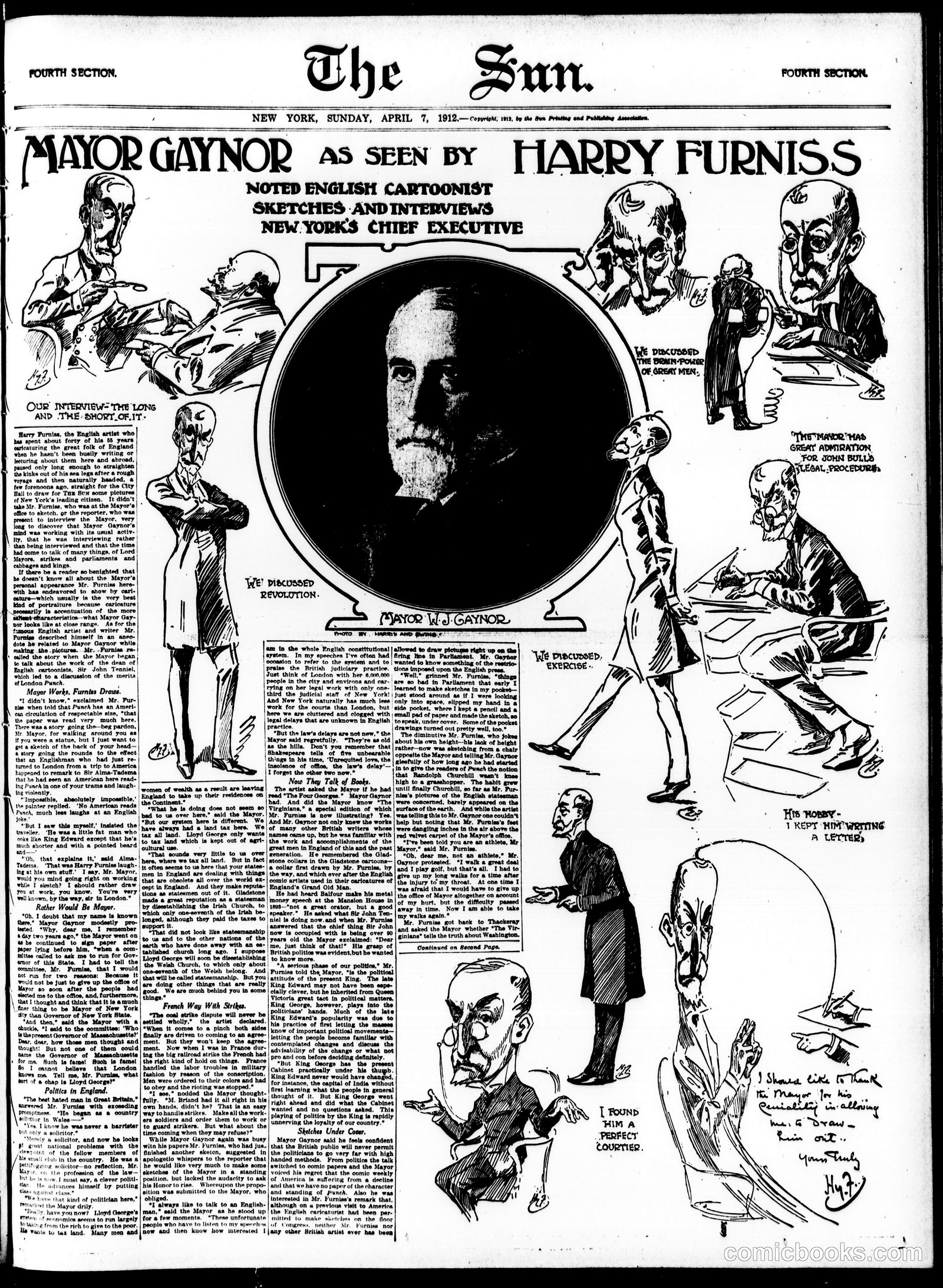 Mayor Gaynor as Seen by Harry Furniss