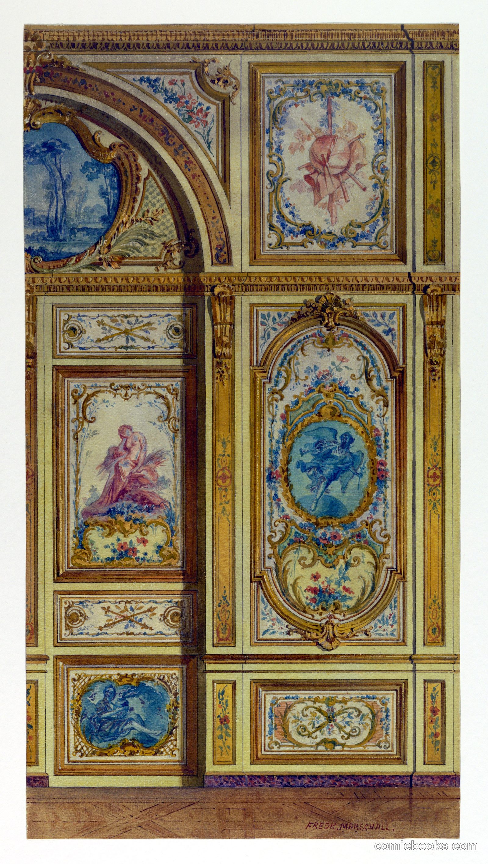 Rococo Interior Decoration Study by Frederick Marschall