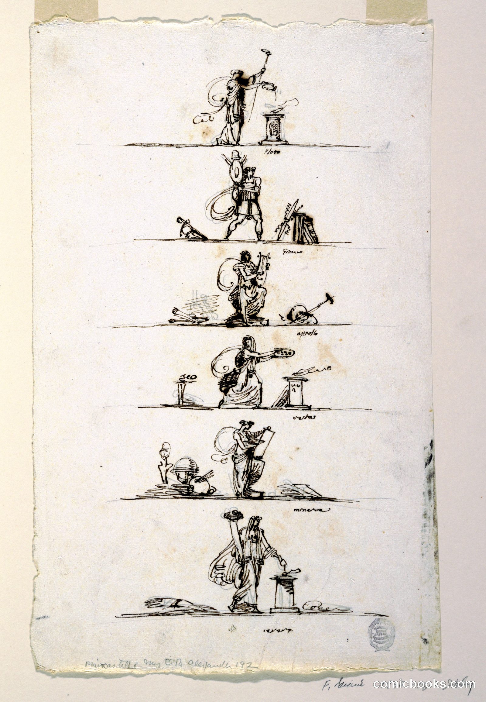 Six Antique Gods and Goddesses by Felice Giani, Italian, 1758–1823