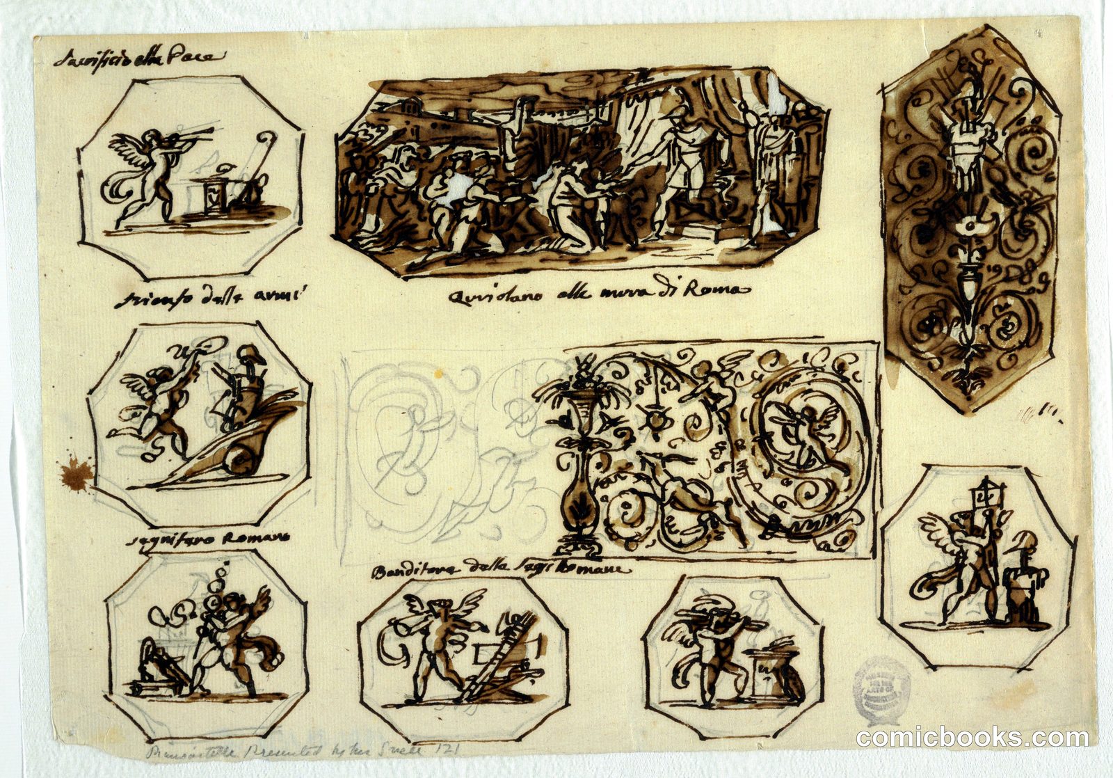 Design Studies for Decorative Schemes by Felice Giani, Italian, 1758–1823