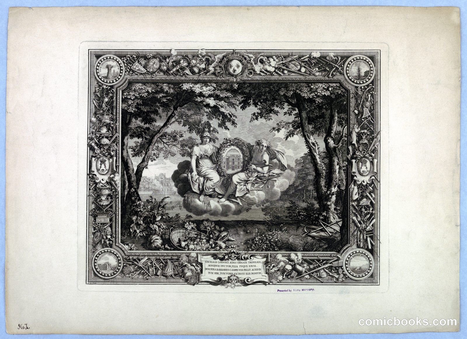 Allegorical Engraving with Decorative Border