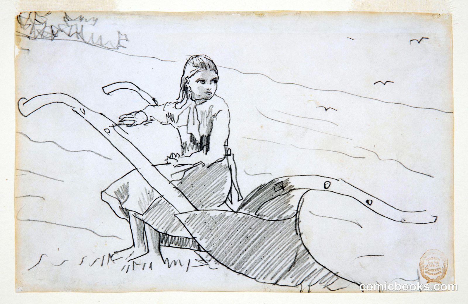 Girl Seated on a Plow by Winslow Homer, American, 1836–1910
