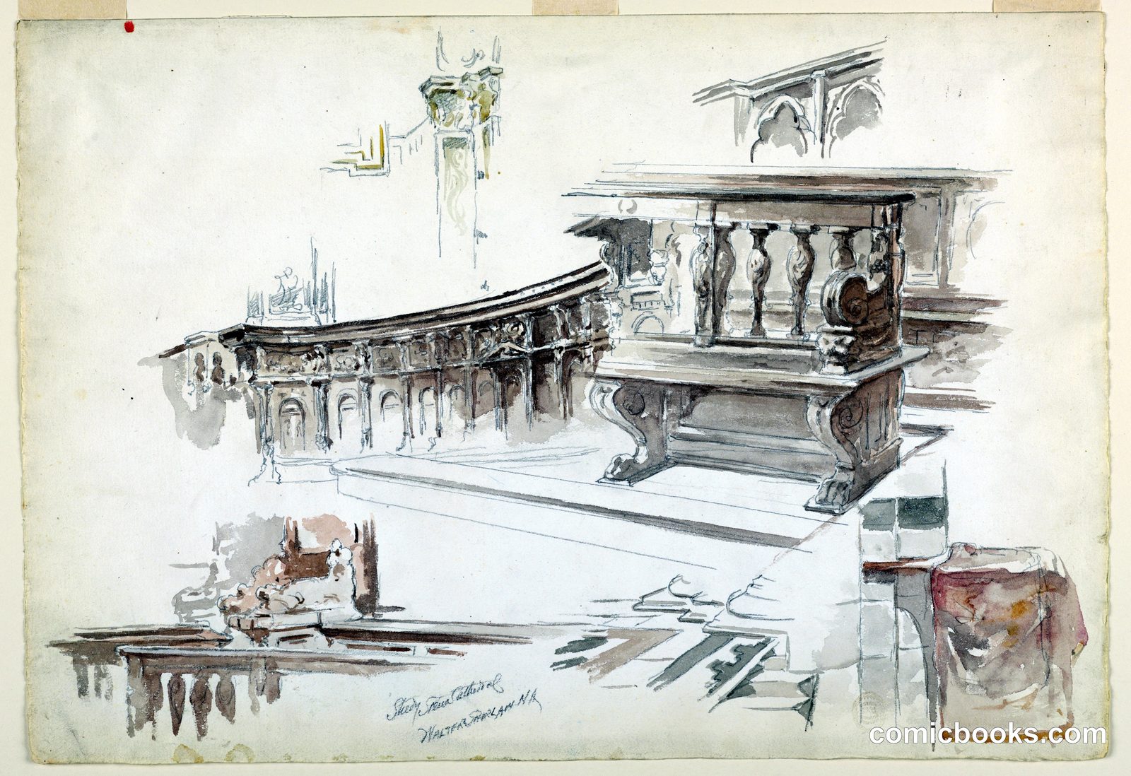 Studies of the Siena Cathedral by Walter Shirlaw, American, b. Scotland, 1838–1909
