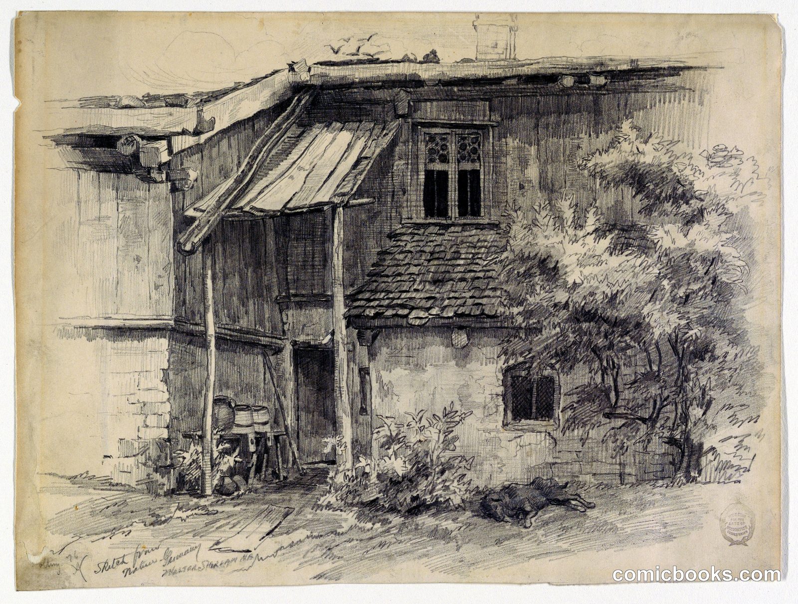 View of the Back of a Dwelling in Polling, Bavaria by Walter Shirlaw, American, b. Scotland, 1838–1909