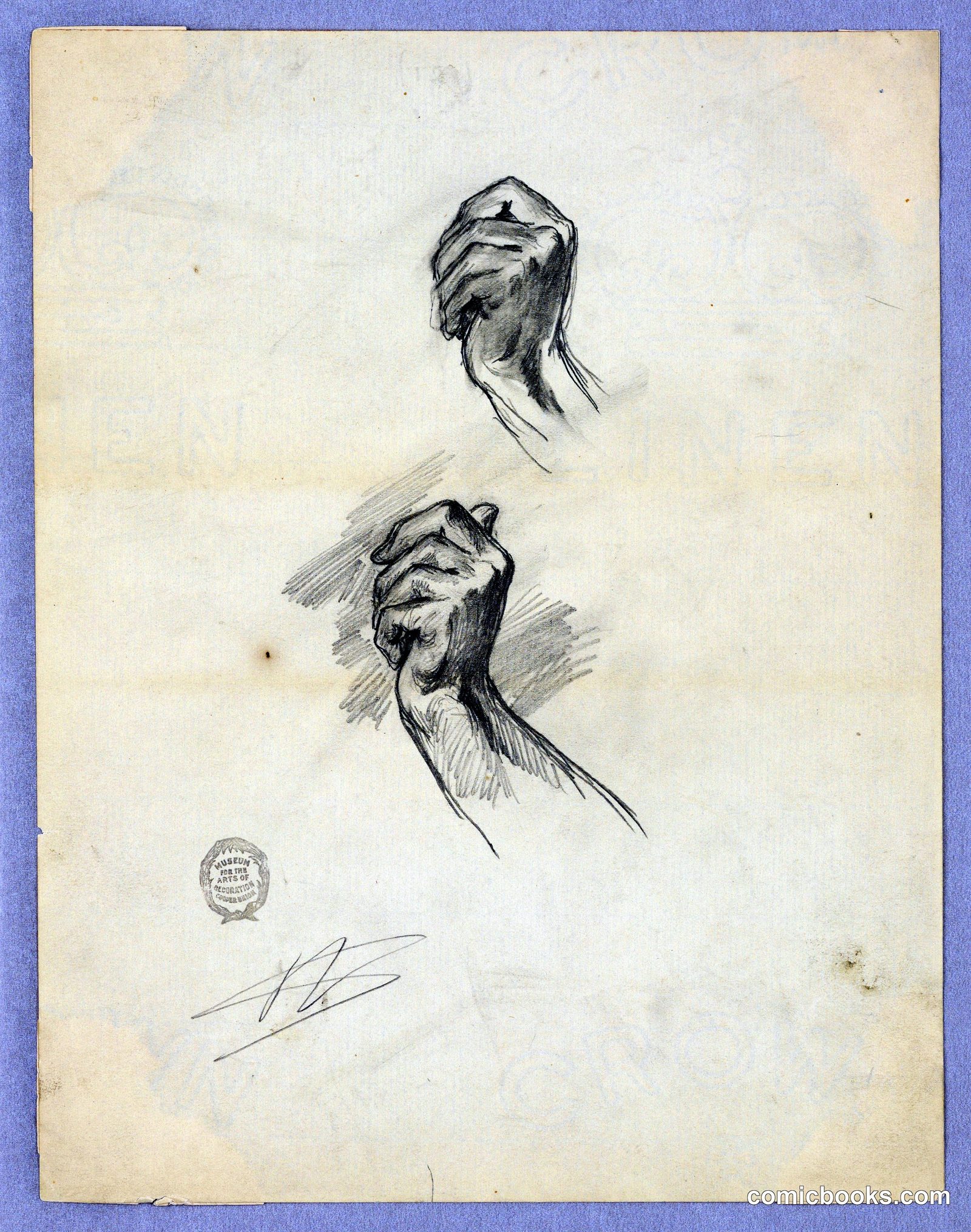 Studies of Two Left Hands by Walter Shirlaw, American, b. Scotland, 1838–1909