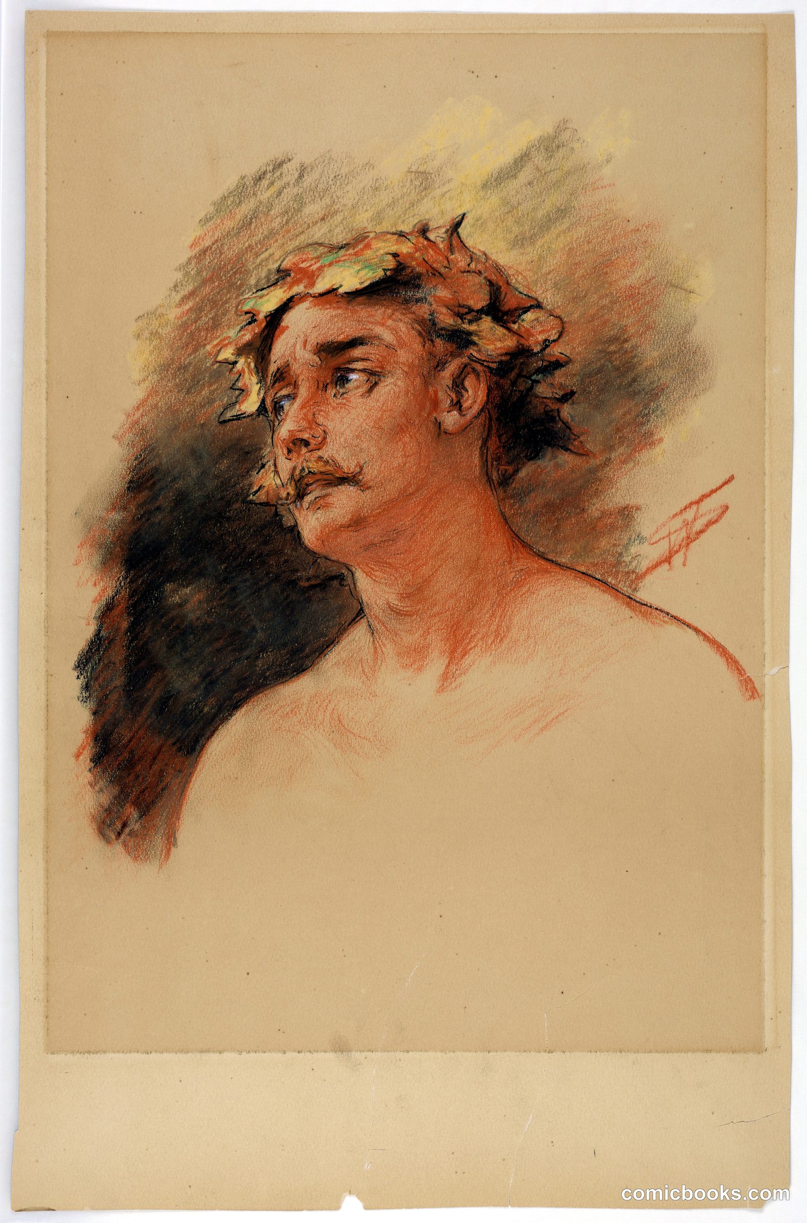 Bust of Man Crowned with Vine Wreath by Walter Shirlaw, American, b. Scotland, 1838–1909
